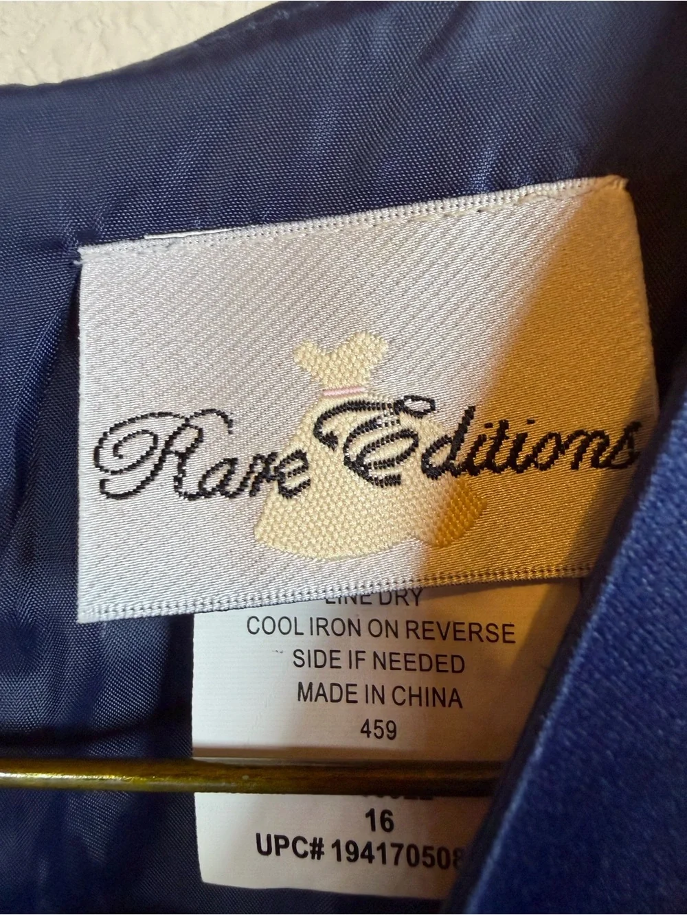 Rare Editions Navy Satin High-Low Party Dress with Beaded Waist. Size 16 Girls